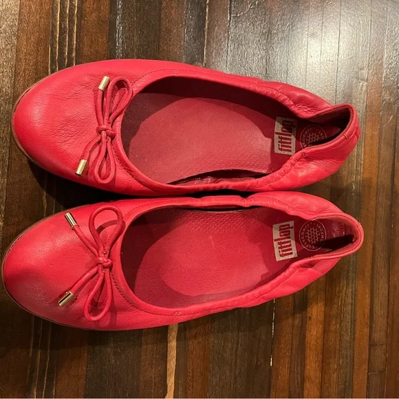 Miu Miu Red Leather Ballet Flats - Main Image